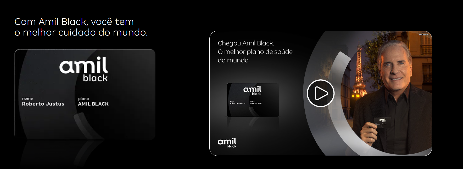 Peça promocional Amil Black com Roberto Justus